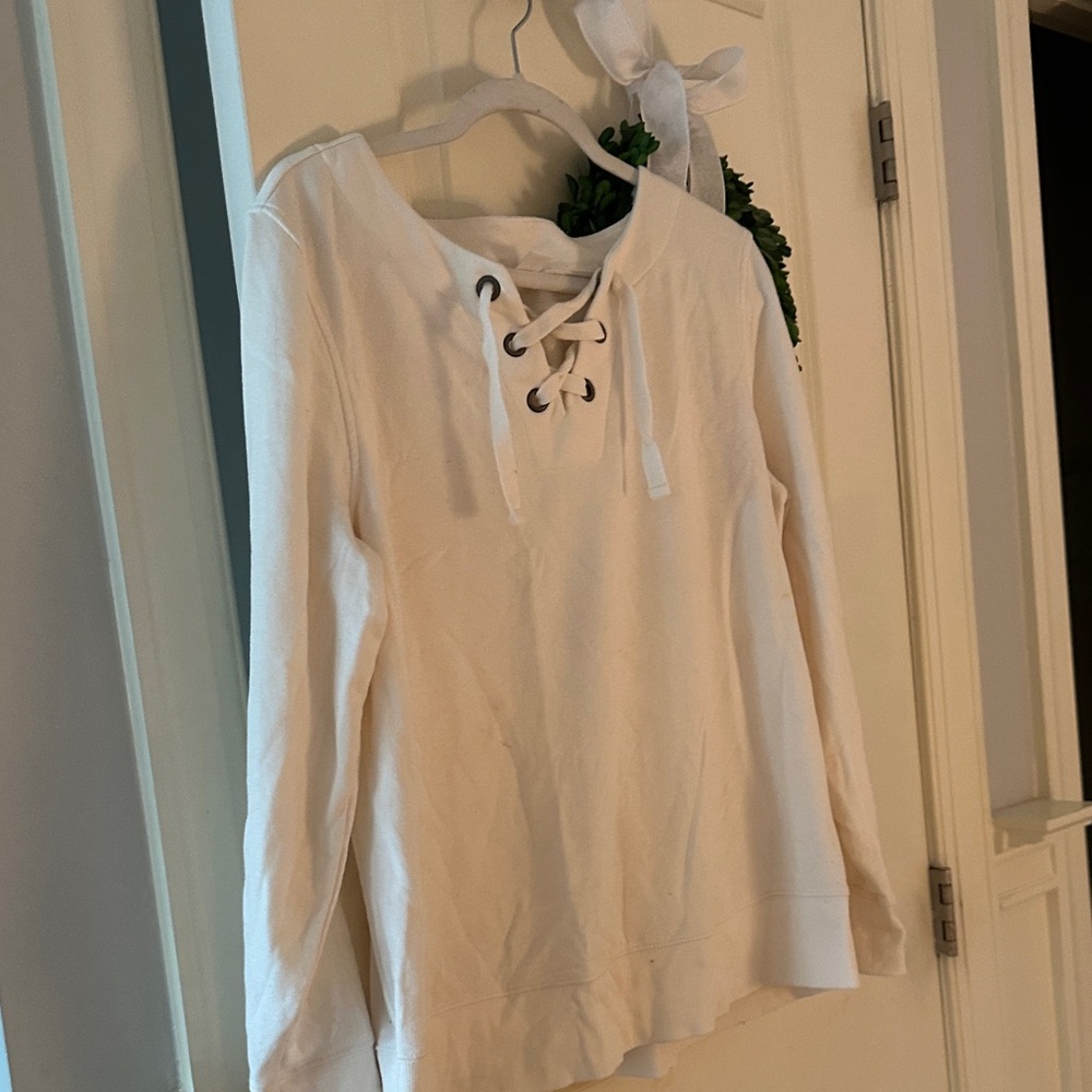 Old Navy Women's Lace-Up Cream Sweatshirt